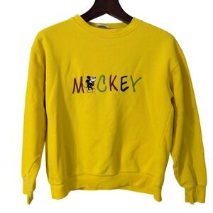 Vintage Mickey and Co Yellow Embroidered Mickey Mouse Sweatshirt Women's Medium